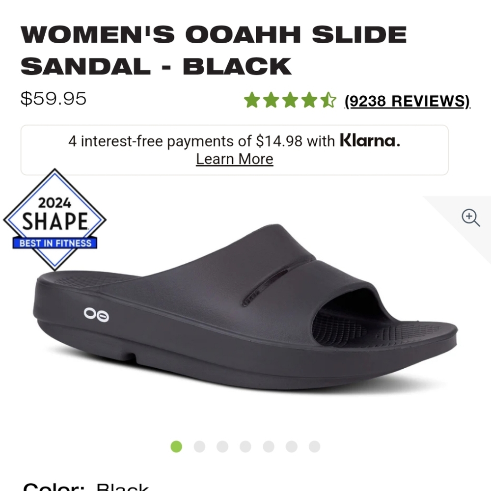 Oofos ooahh slide sandal black